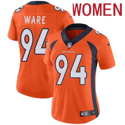 Women Denver Broncos #94 DeMarcus Ware Orange Nike Vapor Limited NFL Jersey